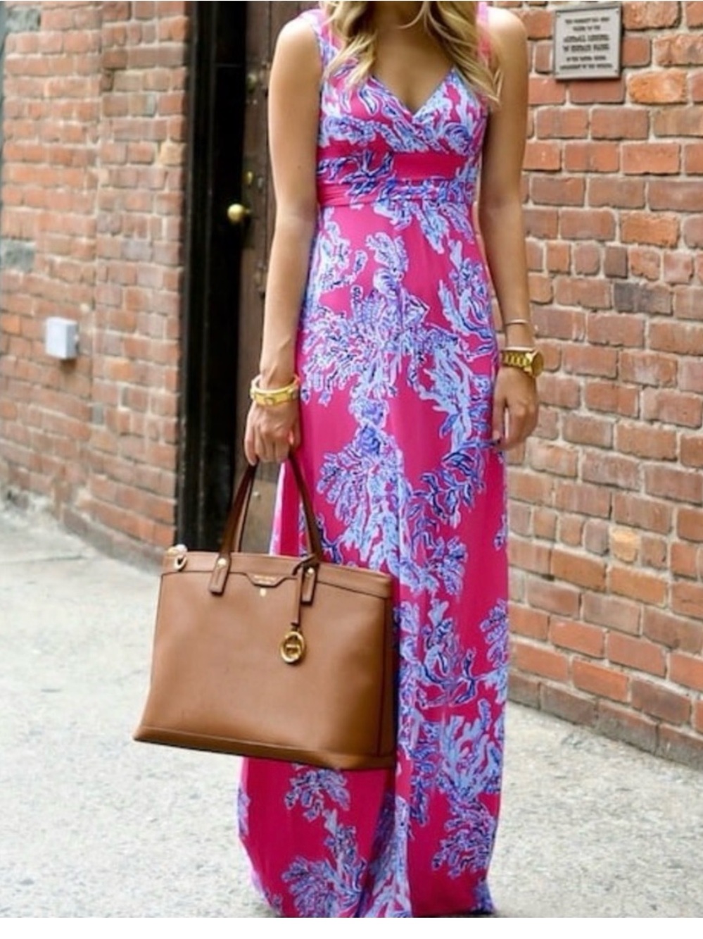 Lilly Pulitzer Sloane Maxi Pink Samba print Floral Dress XXS